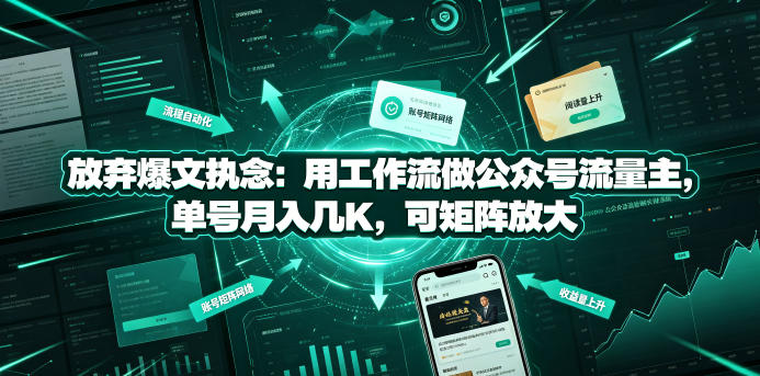 放弃爆文执念：用工作流做公众号流量主，单号月入几K，可矩阵放大-副业终点站