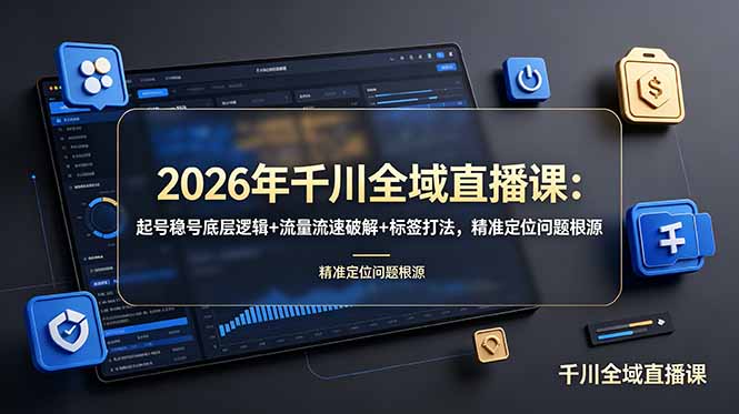 2026年千川全域直播课：起号稳号底层逻辑+流量流速破解+标签打法，精准定位问题根源-副业终点站