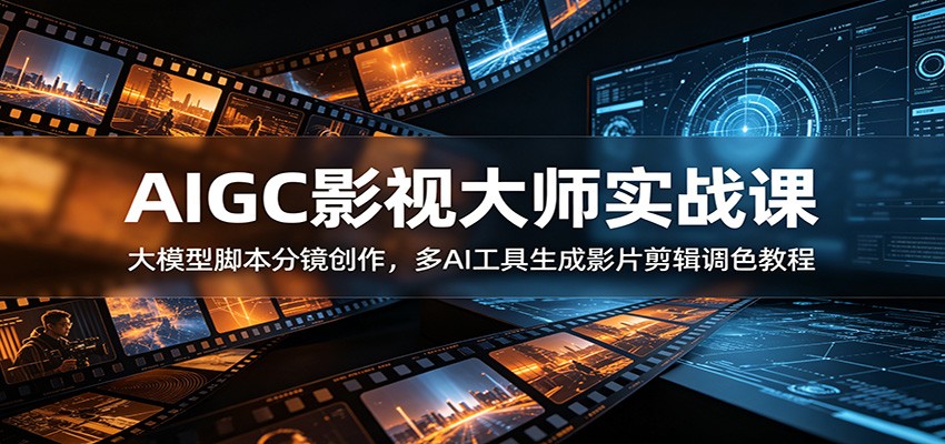 AIGC影视大师实战课：大模型脚本分镜创作，多AI工具生成影片剪辑调色教程-副业终点站