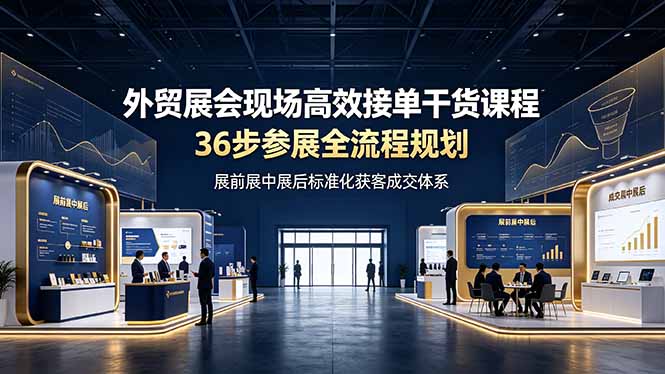外贸展会现场高效接单干货课程，36步参展全流程规划，展前展中展后标准化获客成交体系-副业终点站