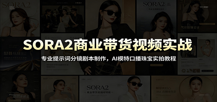 SORA2商业带货视频实战：专业提示词分镜剧本制作，AI模特口播珠宝实拍教程-副业终点站