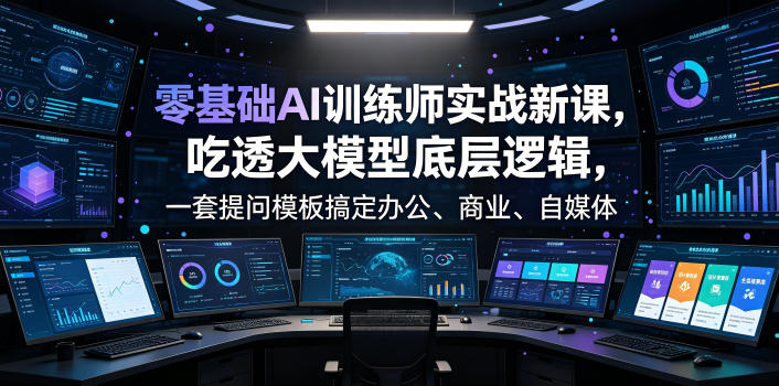 零基础AI训练师实战课，吃透大模型底层逻辑，一套提问模板搞定办公、商业、自媒体、设计、生活全场景AI落地应用-副业终点站