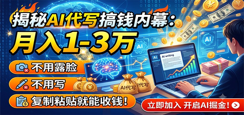 揭秘AI代写搞钱内幕：月入1-3万，不用露脸不用写，复制粘贴就能收钱！-副业终点站