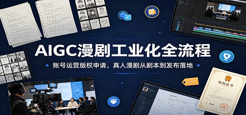 AIGC漫剧工业化全流程：账号运营版权申请，真人漫剧从剧本到发布落地-副业终点站