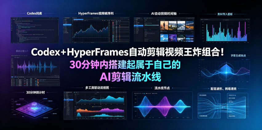 Codex＋HyperFrames自动剪辑视频王炸组合！30分钟内搭建起属于自己的AI剪辑流水线(完整版实操教程手册)-副业终点站