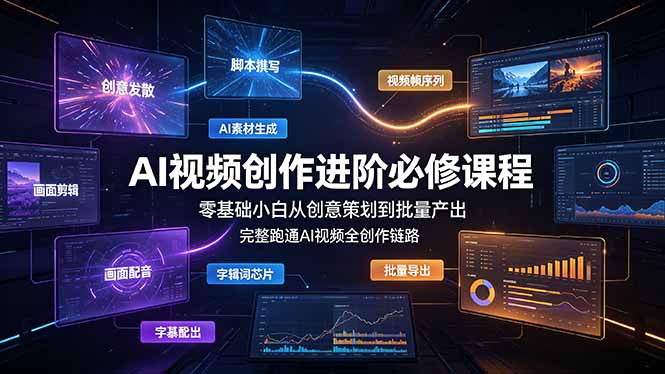 AI视频创作进阶必修课程：零基础小白从创意策划到批量产出，完整跑通AI视频全创作链路-副业终点站