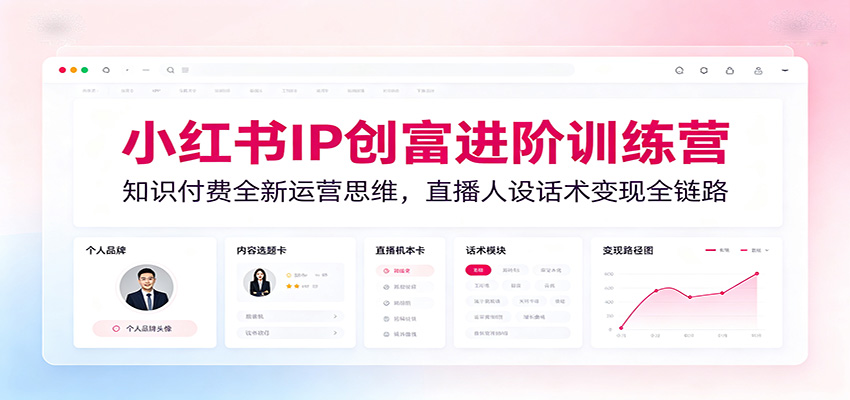小红书IP创富进阶训练营:知识付费全新运营思维,直播人设话术变现全链路-副业终点站