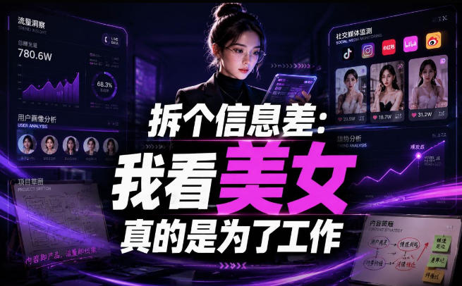 【理直气壮】我给看美女找了一个非常恰当的理由，信息差项目-副业终点站