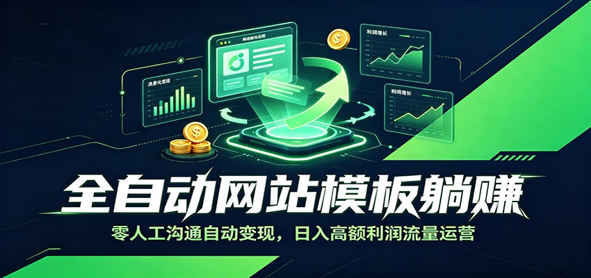 全自动网站模板躺赚:零人工沟通自动变现,日入高额利润流量运营-副业终点站