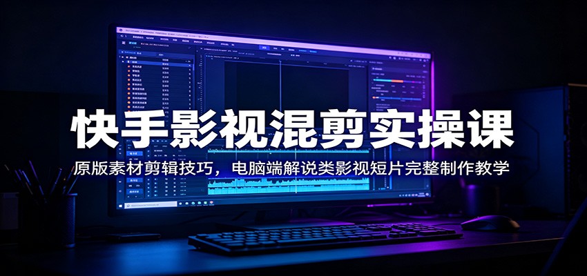 快手影视混剪实操课：原版素材剪辑技巧，电脑端解说类影视短片完整制作教学-副业终点站