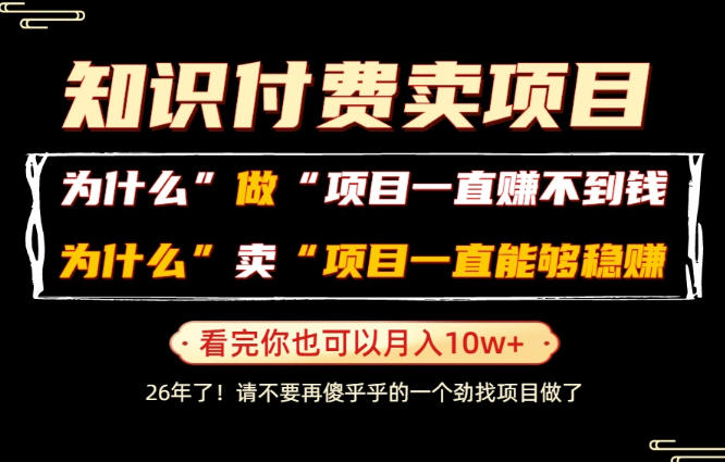 普通人为什么能够靠卖项目轻松月入10W+，而做项目却容易成炮灰，卖项目为什么能够稳賺不赔？【揭秘】-副业终点站