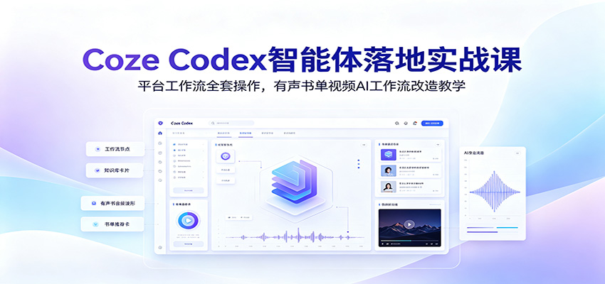 Coze Codex智能体落地实战课：平台工作流全套操作，有声书单视频AI工作流改造教学-副业终点站