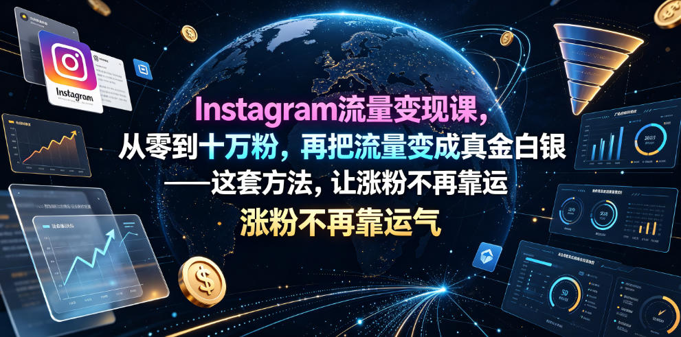 Instagram流量变现课，从零到十万粉，再把流量变成真金白银——这套方法，让涨粉不再靠运气【原创双语字幕】-副业终点站