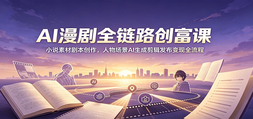 AI漫剧全链路创富课：小说素材剧本创作，人物场景AI生成剪辑发布变现全流程-副业终点站