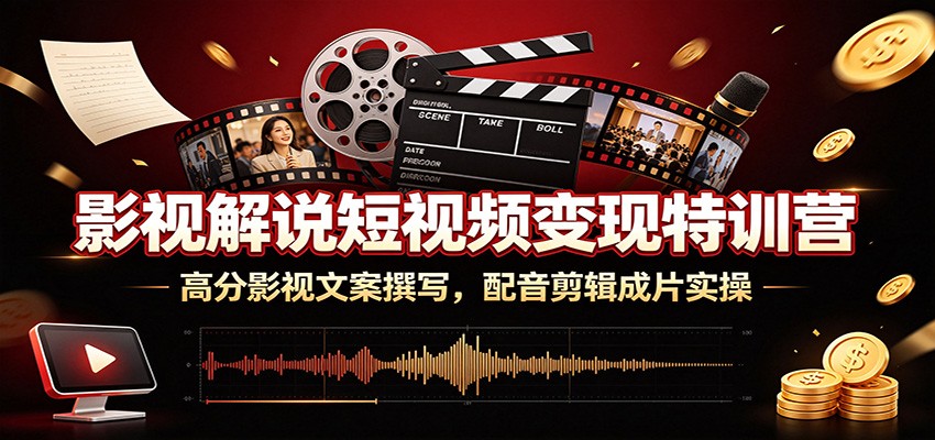 影视解说短视频变现特训营:高分影视文案撰写,配音剪辑成片实操-副业终点站