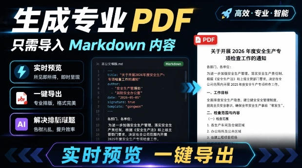 只需导入Markdown内容，实时预览一键导出专业PDF！轻松解决AI生成内容排版问题Presto-副业终点站