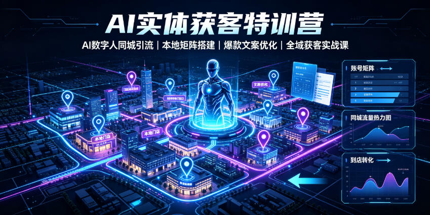 AI实体获客特训营｜AI数字人同城引流、本地矩阵搭建、爆款文案优化全域获客实战课-副业终点站