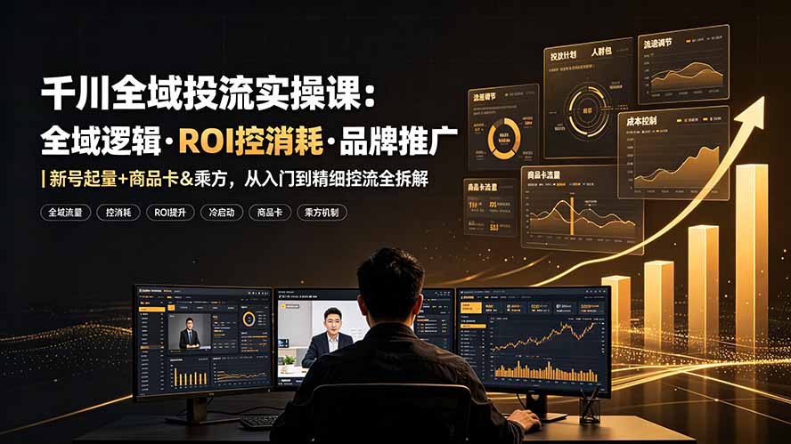 千川全域投流实操课：全域逻辑·ROI控消耗·品牌推广｜新号起量+商品卡&乘方，从入门到精细控流全拆解-副业终点站