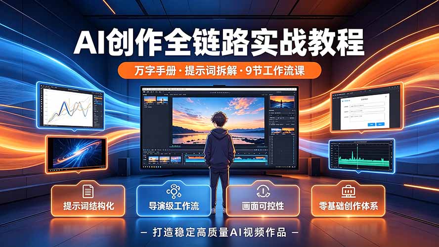 AI创作全链路实战教程｜万字手册·提示词拆解·9节工作流课，打造稳定高质量AI视频作品-副业终点站