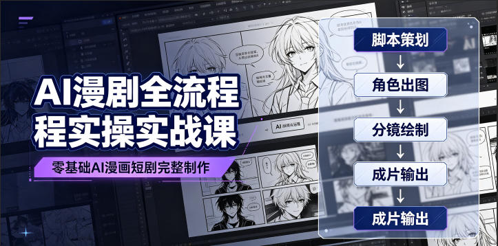 AI漫剧全流程实操实战课｜零基础AI漫画短剧完整制作、脚本出图成片全链路落地教程-副业终点站