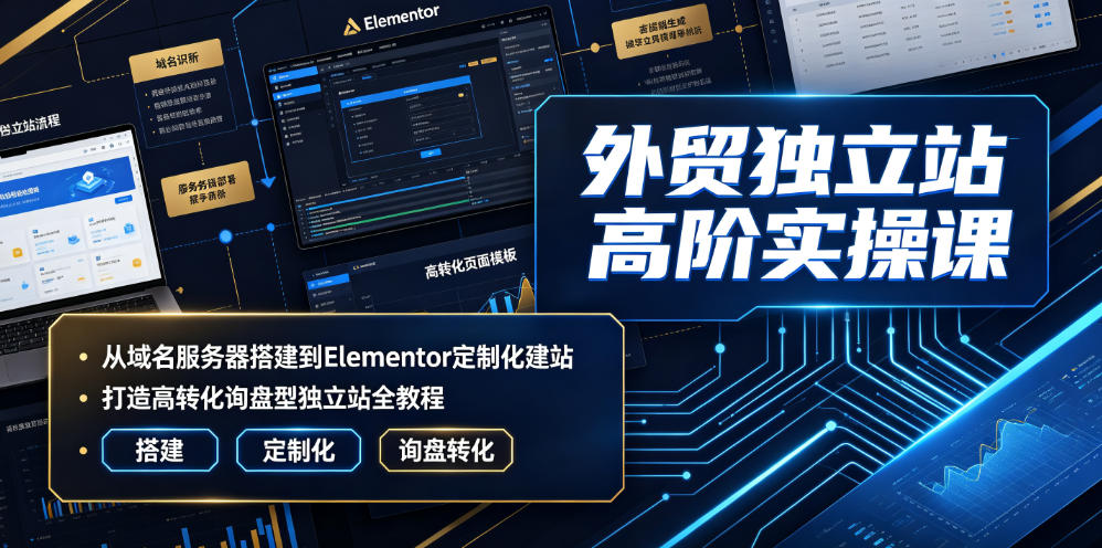 外贸独立站高阶实操课｜从域名服务器搭建到Elementor定制化建站，打造高转化询盘型独立站全教程-副业终点站