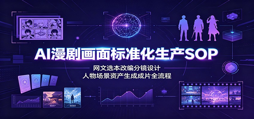 AI漫剧画面标准化生产SOP:网文选本改编分镜设计,人物场景资产生成成片全流程-副业终点站
