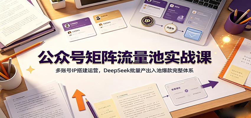 公众号矩阵流量池实战课:多账号IP搭建运营,DeepSeek批量产出入池爆款完整体系-副业终点站