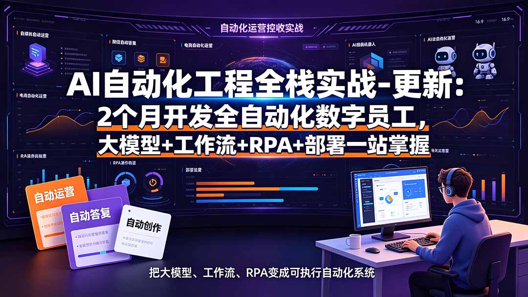 AI自动化工程全栈实战-更新:2个月开发全自动化数字员工,大模型+工作流+RPA+部署一站式掌握-副业终点站