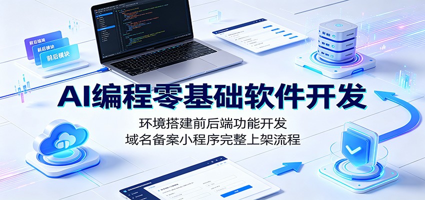 AI编程零基础软件开发:环境搭建前后端功能开发,域名备案小程序完整上架流程-副业终点站
