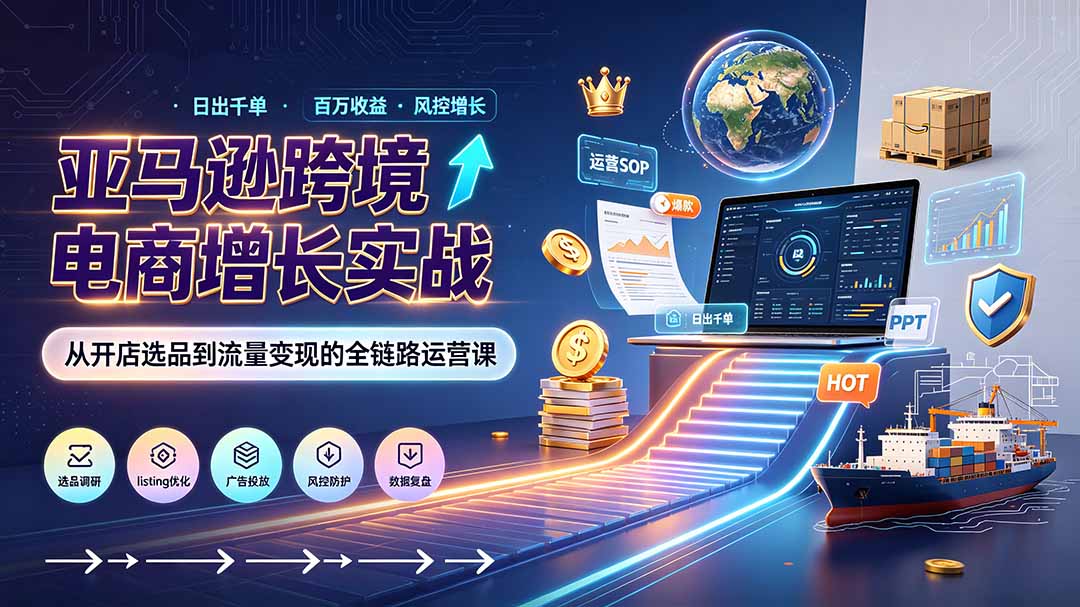亚马逊0-1孵化特训营8期：从注册风控到稳定日出千单实战，规避审核封店风险，标准化执行流程落地-副业终点站