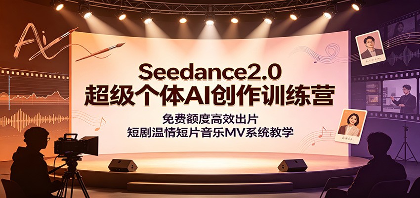 Seedance2.0超级个体AI创作训练营:免费额度高效出片,短剧温情短片音乐MV系统教学-副业终点站