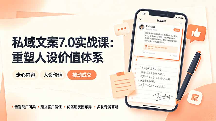私域文案实战课7.0：重塑人设价值体系｜-告别硬广推销×走心内容×自我价值塑造，实现被动成交-副业终点站