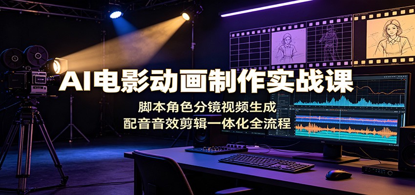 AI电影动画制作实战课:脚本角色分镜视频生成,配音音效剪辑一体化全流程-副业终点站