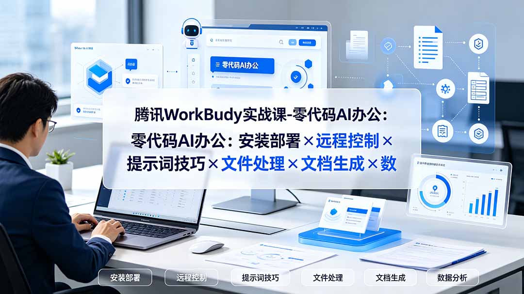 腾讯WorkBuddy实战课-零代码AI办公：安装部署×远程控制×提示词技巧×文件处理×文档生成×数据分析-副业终点站