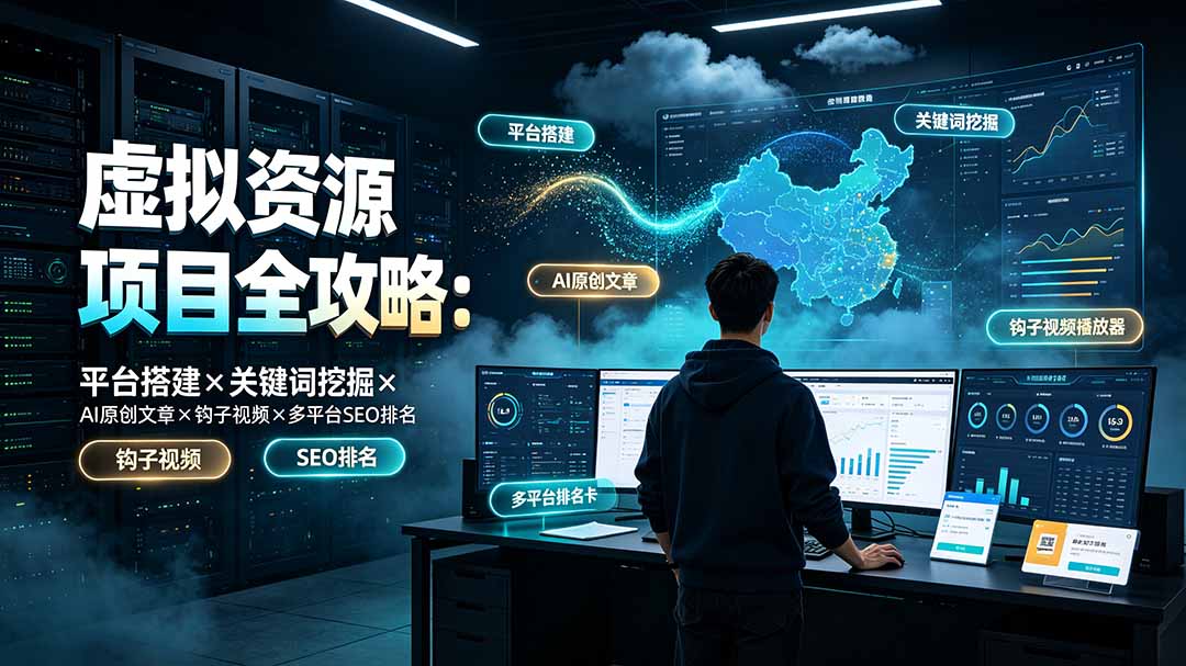 虚拟资源项目全攻略：平台搭建×关键词挖掘×AI原创文章×钩子视频×多平台SEO排名-副业终点站