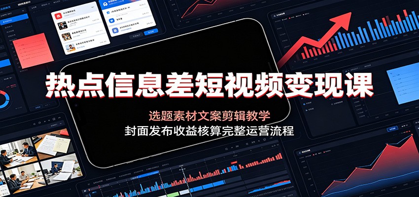 热点信息差短视频变现课:选题素材文案剪辑教学,封面发布收益核算完整运营流程-副业终点站