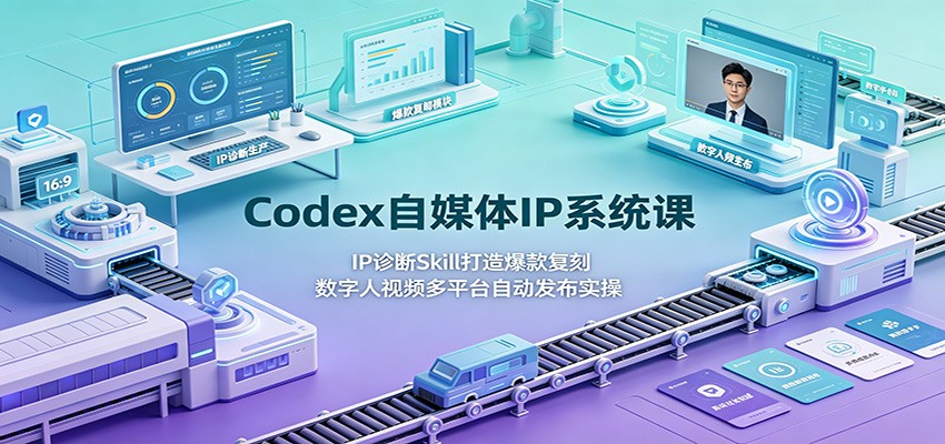 Codex自媒体IP系统课:IP诊断Skill打造爆款复刻,数字人视频多平台自动发布实操-副业终点站