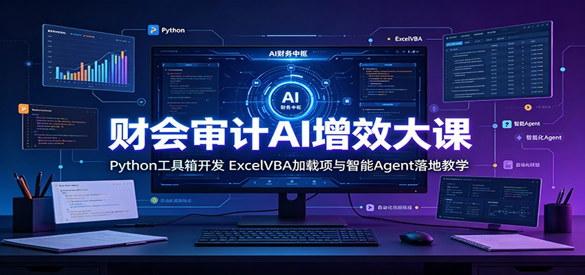 财会审计AI增效大课:Python工具箱开发,ExcelVBA加载项与智能Agent落地教学-副业终点站