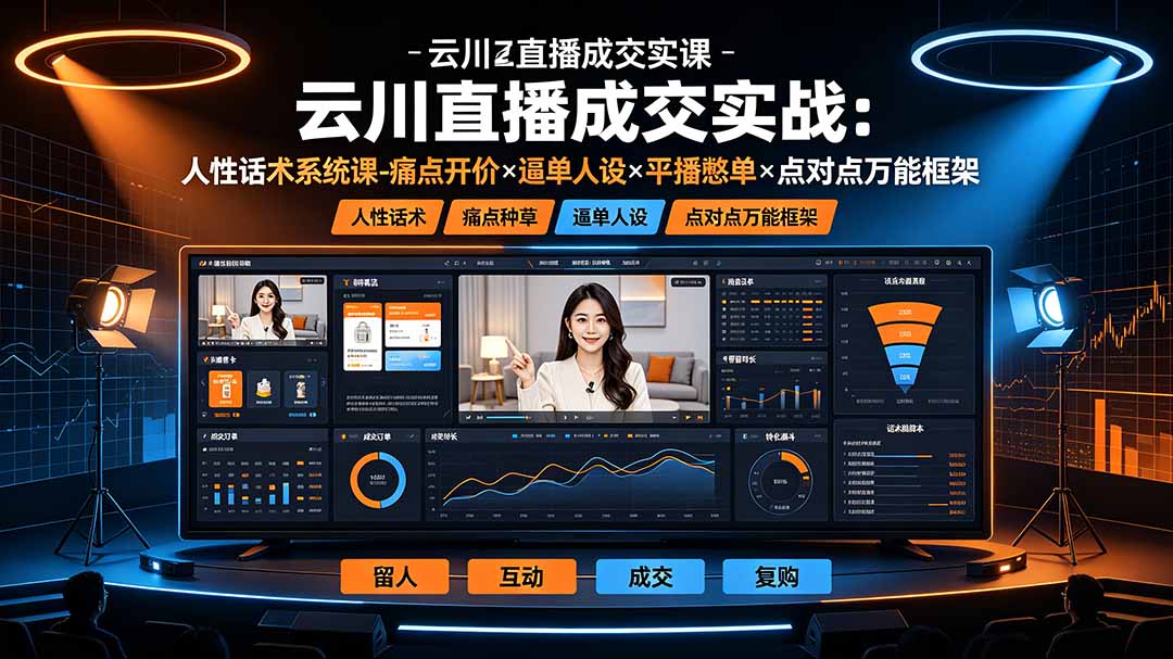 云川直播成交实战：人性话术系统课-痛点种草×塑品开价×逼单人设×平播憋单×点对点万能框架-副业终点站