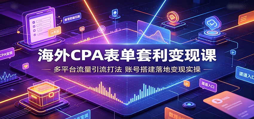 海外CPA表单套利变现课:多平台流量引流打法,账号搭建落地变现实操-副业终点站