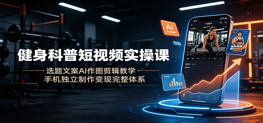 健身科普短视频实操课:选题文案AI作图剪辑教学,手机独立制作变现完整体系-副业终点站