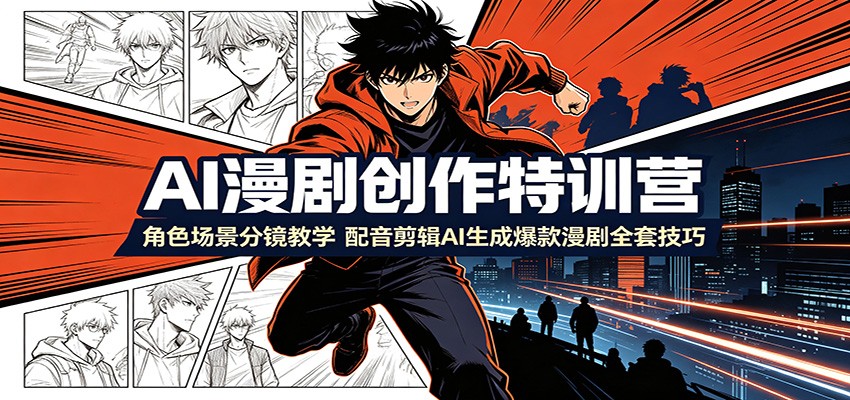 AI漫剧创作特训营:角色场景分镜教学,配音剪辑AI生成爆款漫剧全套技巧-副业终点站