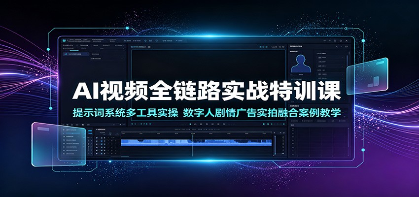 AI视频全链路实战特训课:提示词系统多工具实操,数字人剧情广告实拍融合案例教学-副业终点站