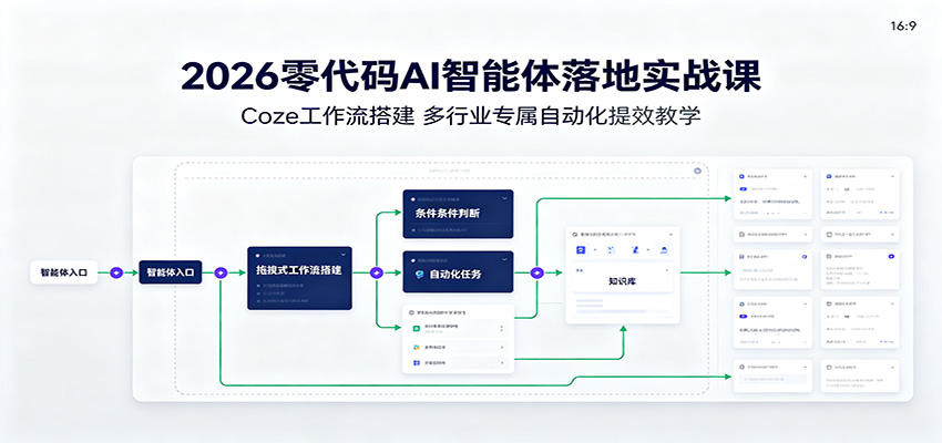 2026零代码AI智能体落地实战课：Coze工作流搭建，多行业专属自动化提效教学-副业终点站