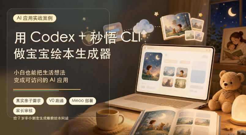 AI应用实战案例，用Codex+秒悟CLl做宝宝绘本生成器，小白也能把生活想法变成可访问的AI应用-副业终点站