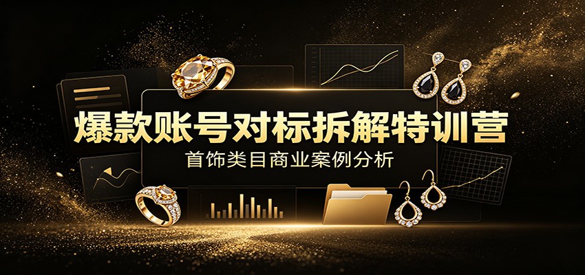 爆款账号对标拆解特训营:首饰类目商业案例分析,配套完整资料内容-副业终点站