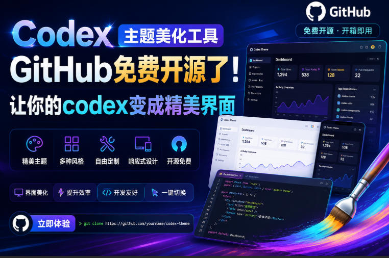 Codex主题美化工具，GitHub免费开源了！让你的codex变成精美界面-副业终点站