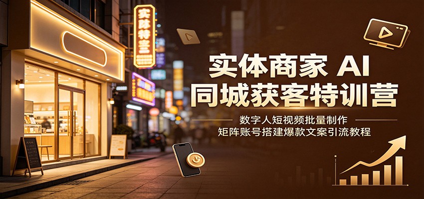 实体商家AI同城获客特训营:数字人短视频批量制作,矩阵账号搭建爆款文案引流教程-副业终点站