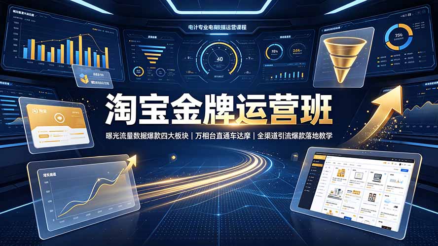 淘宝金牌运营班-7月：曝光流量数据爆款四大板块｜万相台直通车达摩｜全渠道引流爆款落地教学-副业终点站