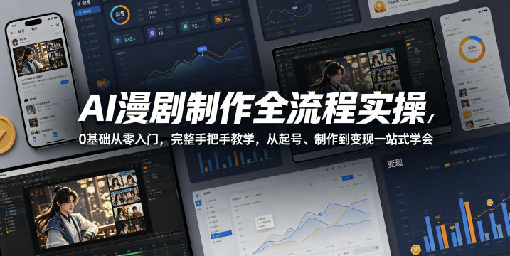 AI漫剧制作全流程实操,0基础从零入门,完整手把手教学,从起号、制作到变现一站式学会(更新)-副业终点站